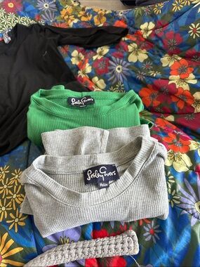 Lesley Evers GRAY Ribbed 3/4 Sleeve Tee